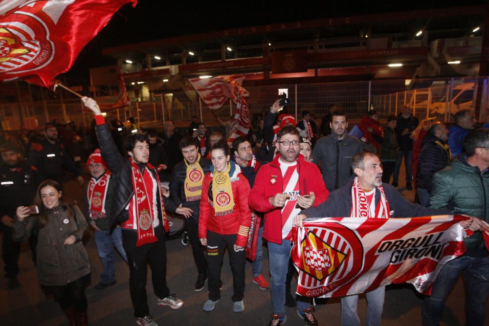 Rebuda dels aficionats al Girona després de la victòria davant el Madrid