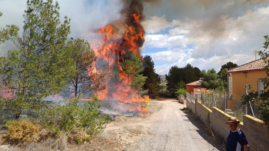 Un incendio junto a una zona residencial de Montroi obliga a desalojar las primeras viviendas