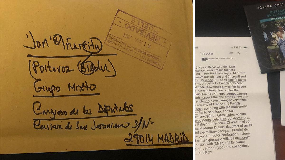 Dos imágenes publicadas por Jon Iñarritu de la carta recibida desde El Escorial.