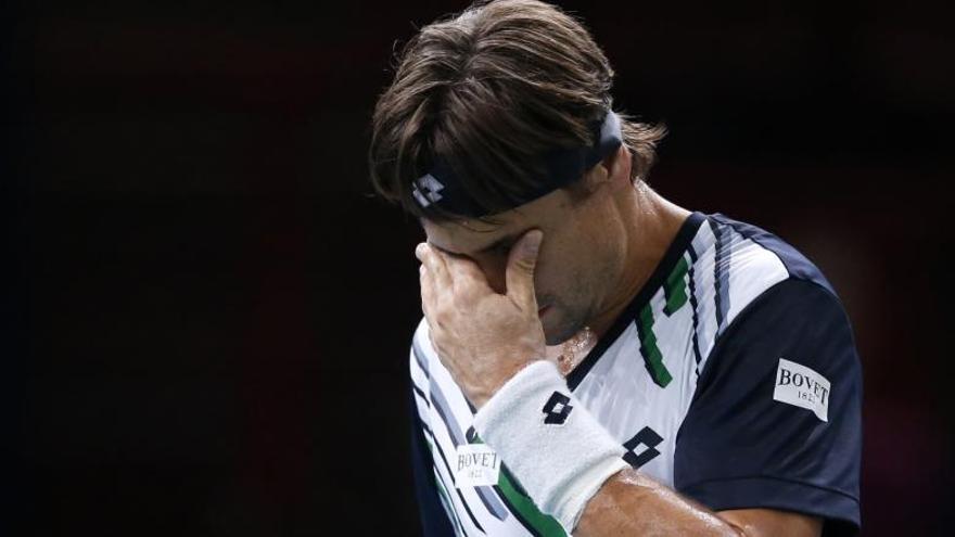 David Ferrer se lamenta por un fallo ante Nishikori.