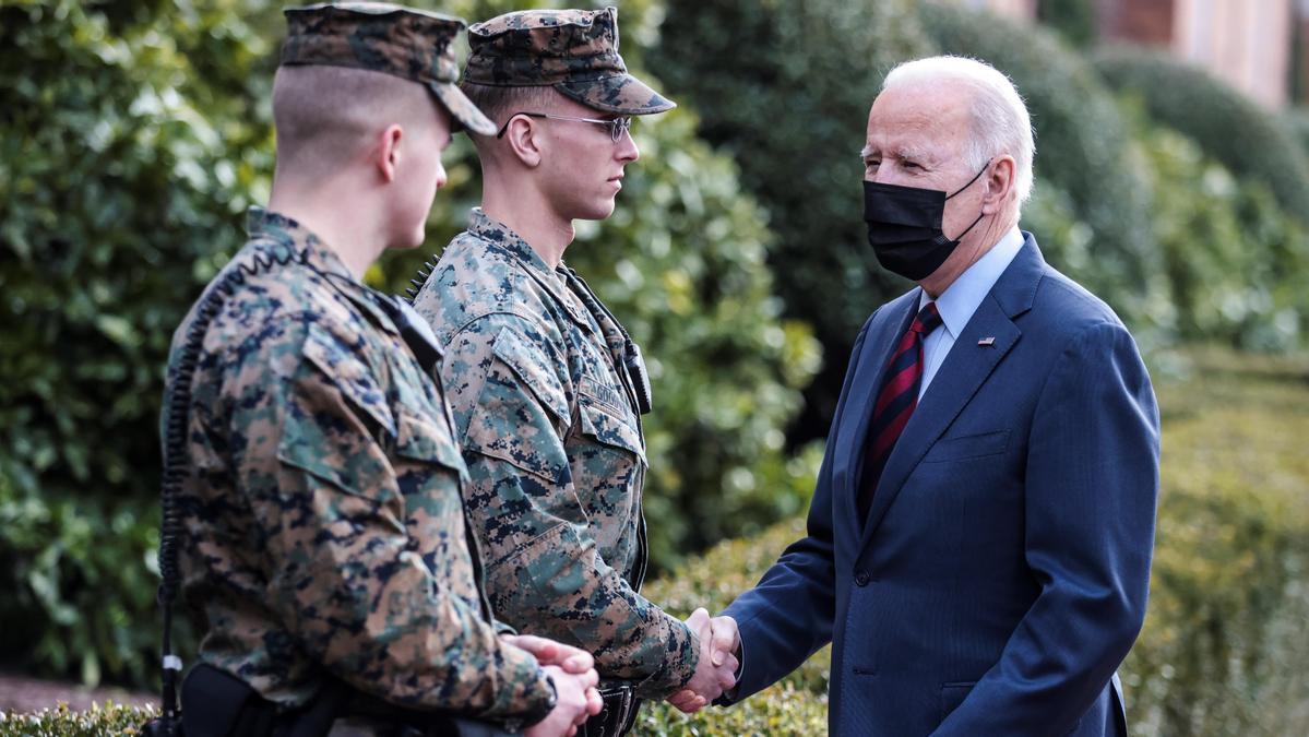 President Biden visits the Marine Barracks in Washington