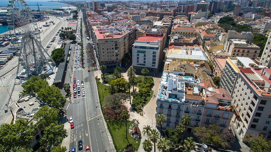 Una foto aérea de Málaga.