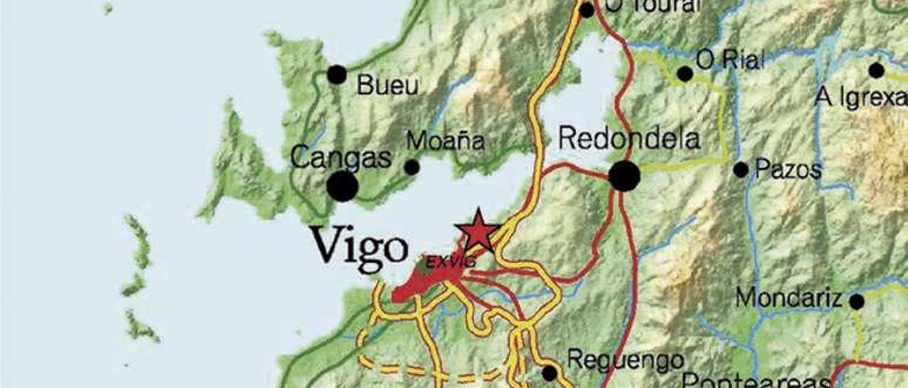 Mapa del IGN que señala con una estrella el epicentro del terremoto.