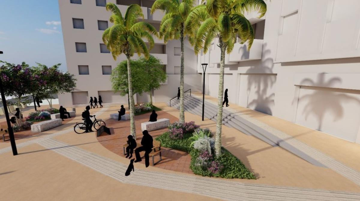 La pendiente de la calle Europa obligará a levantar una escalera de acceso a viviendas y locales en uno de los tramos.