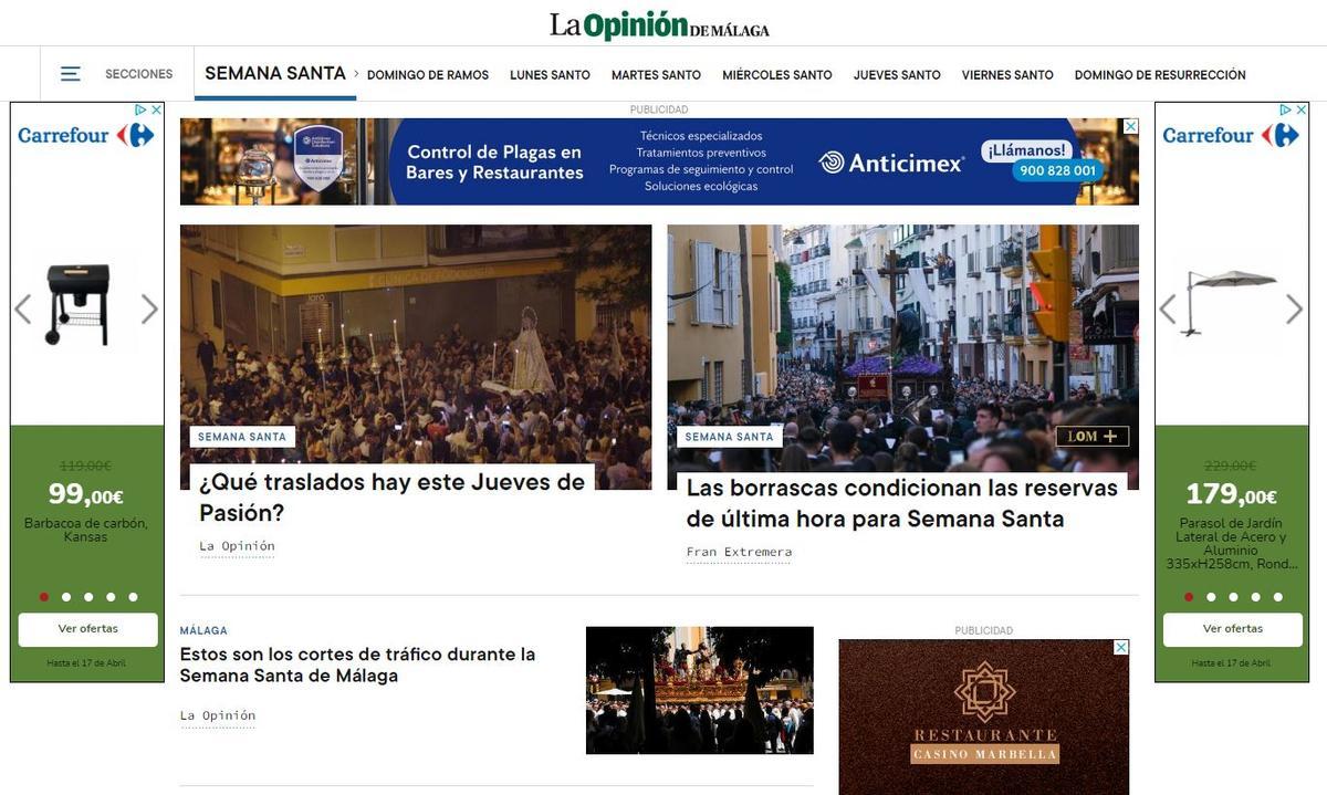 Toda la información de las cofradías, puntualmente actualizada, en la web de La Opinión de Málaga.