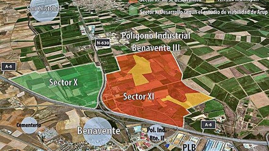 El Benavente III tal y como se concibió. Con el cambio solo se desarrollará el sector norte (Sector X).