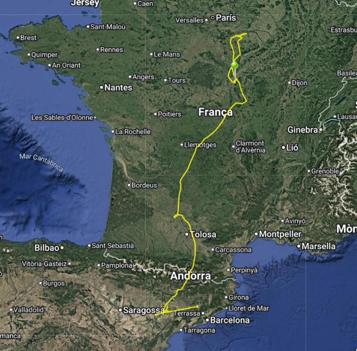 El recorregut de l'esplugabous des de Manresa fins a les proximitats de París