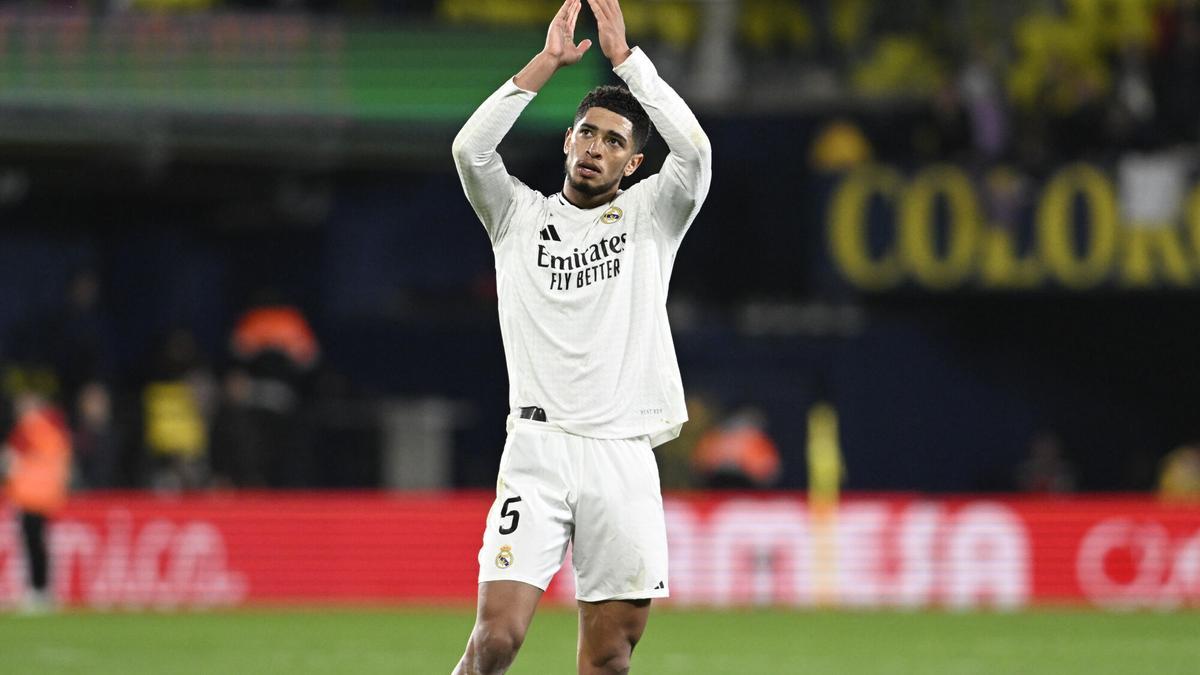 Jude Bellingham celebra la victoria del Real Madrid en Villarreal.