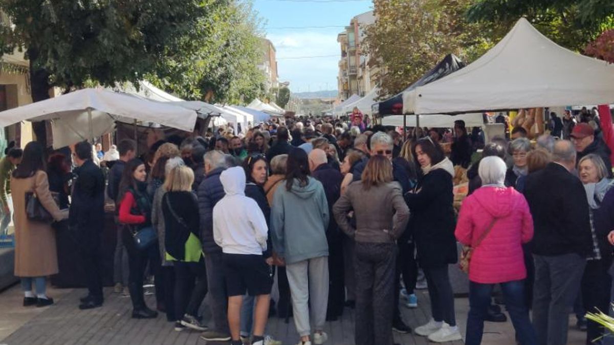 Imatge de la Plaça dels Arbres atapeïda de visitants a la Fira