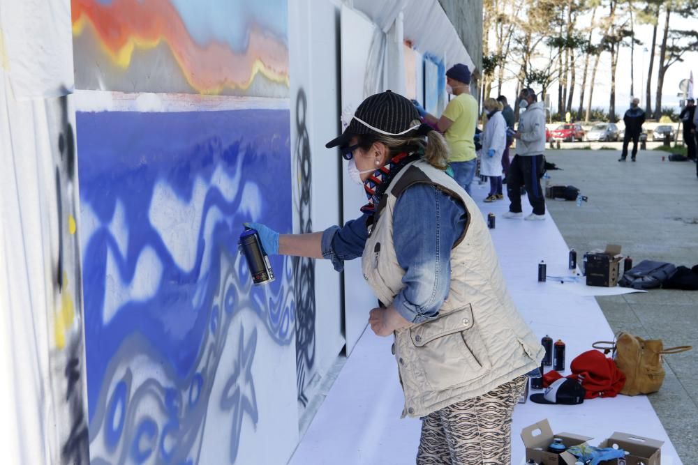 El graffiti de la guardesa, ganador entre los 14 participantes en el festival del Proyecto Ewa.