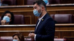 El portavoz de ERC en el Congreso, Gabriel Rufián, este 9 de septiembre en la sesión de control en el Congreso. 