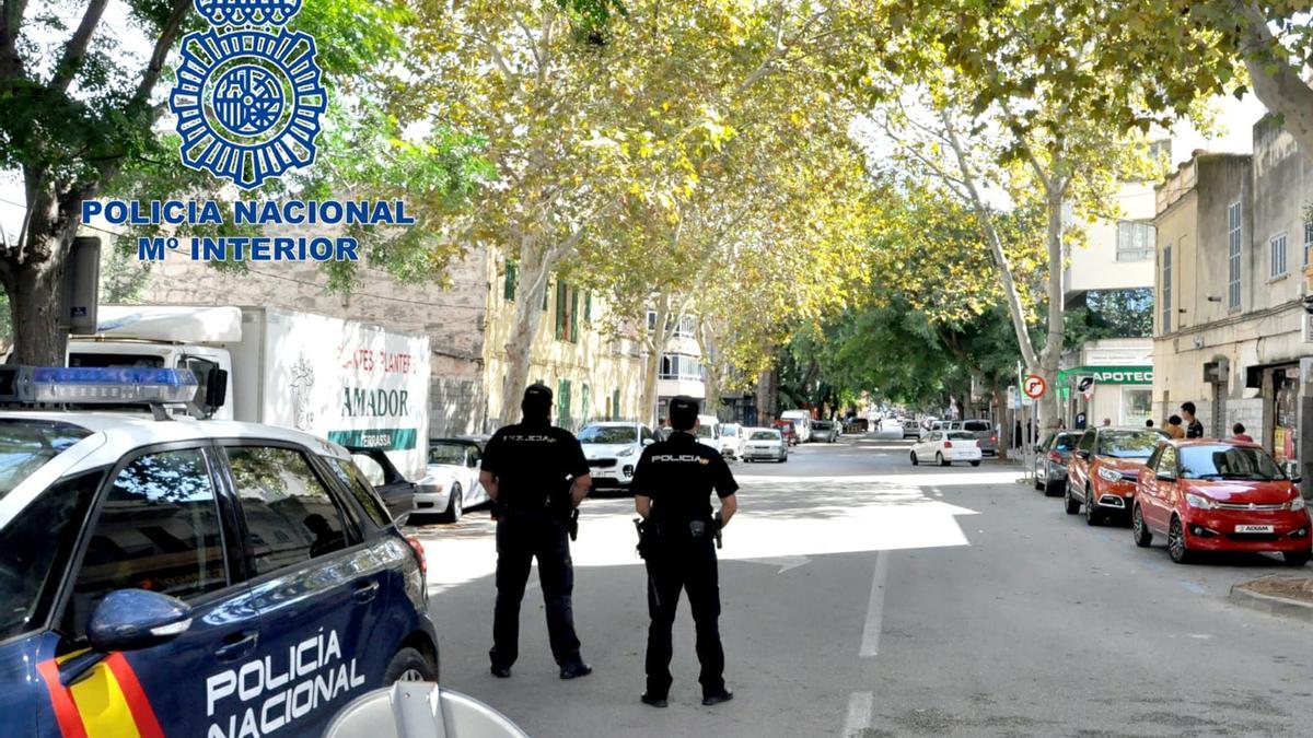 Una patrulla de la Policía Nacional en Palma.