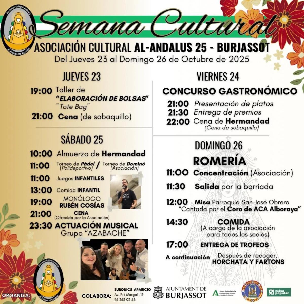 Semana cultural Al Andalus 23 al 26 de octubre.
