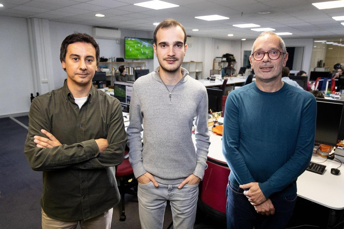 Joan Serra Carné, Martí Oliver i Pere Fontanals, d'esquerre a dreta