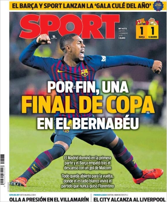 Portada SPORT jueves 7 de febrero 2019