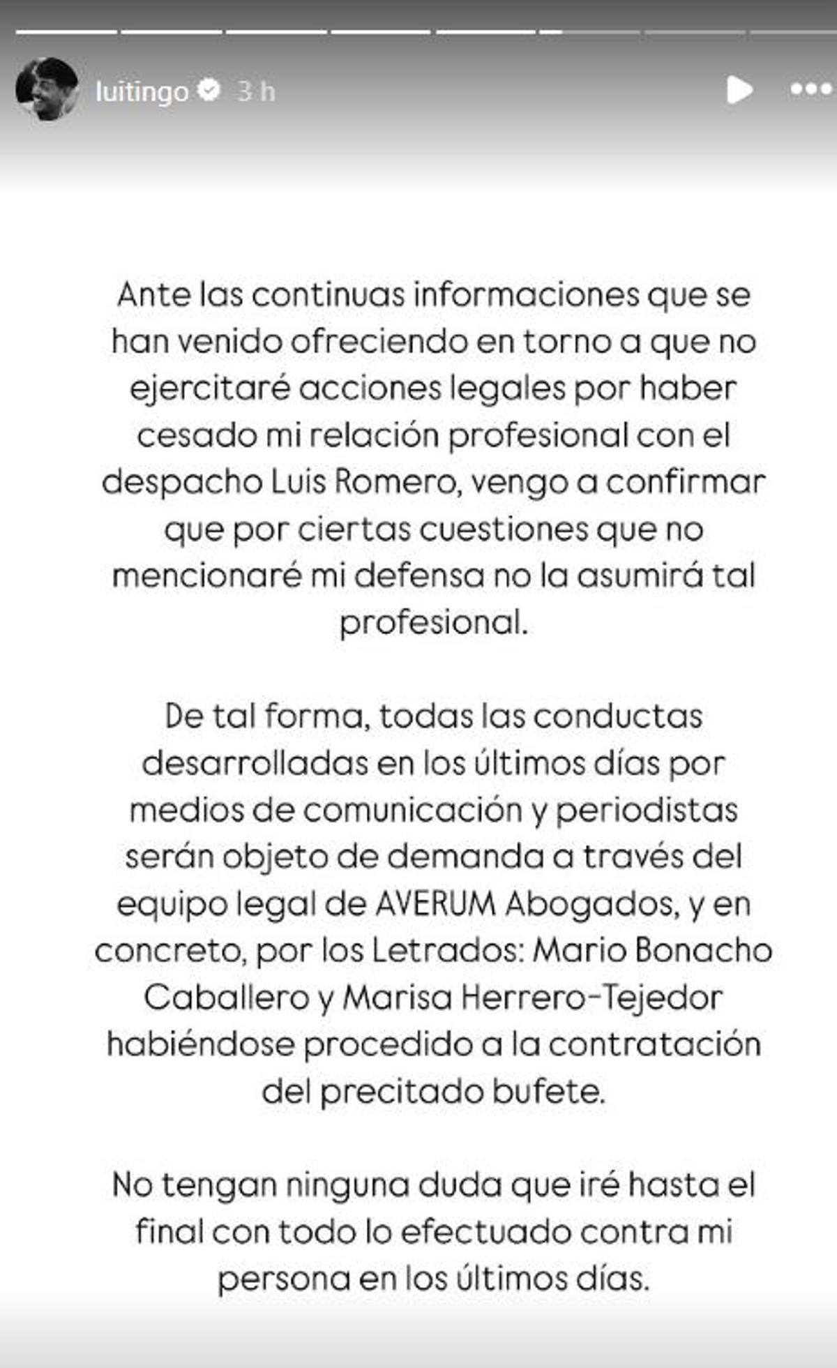 Nuevo comunicado de Luitingo.