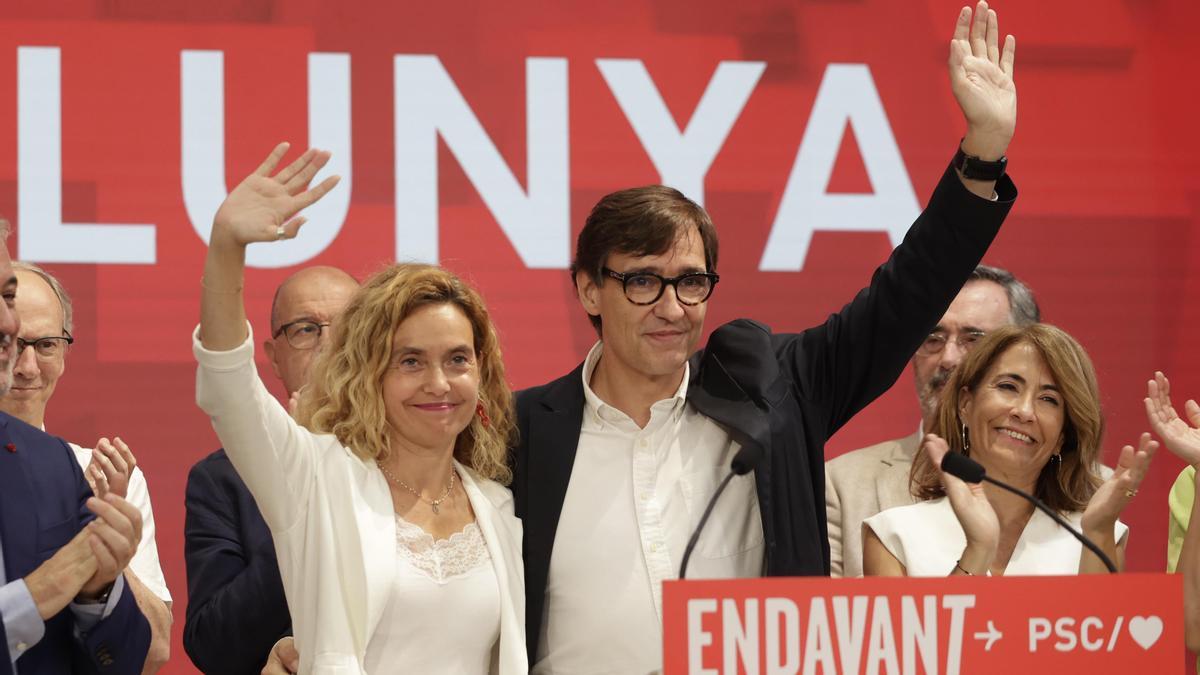 BARCELONA 23/07/2023 Política. Elecciones generales en España 23-J 23J Noche electoral en la sede del PSC, dónde la candidata socialista Meritxell Batet ha valorado los resultados En la foto Salvador Illa FOTO de FERRAN NADEU