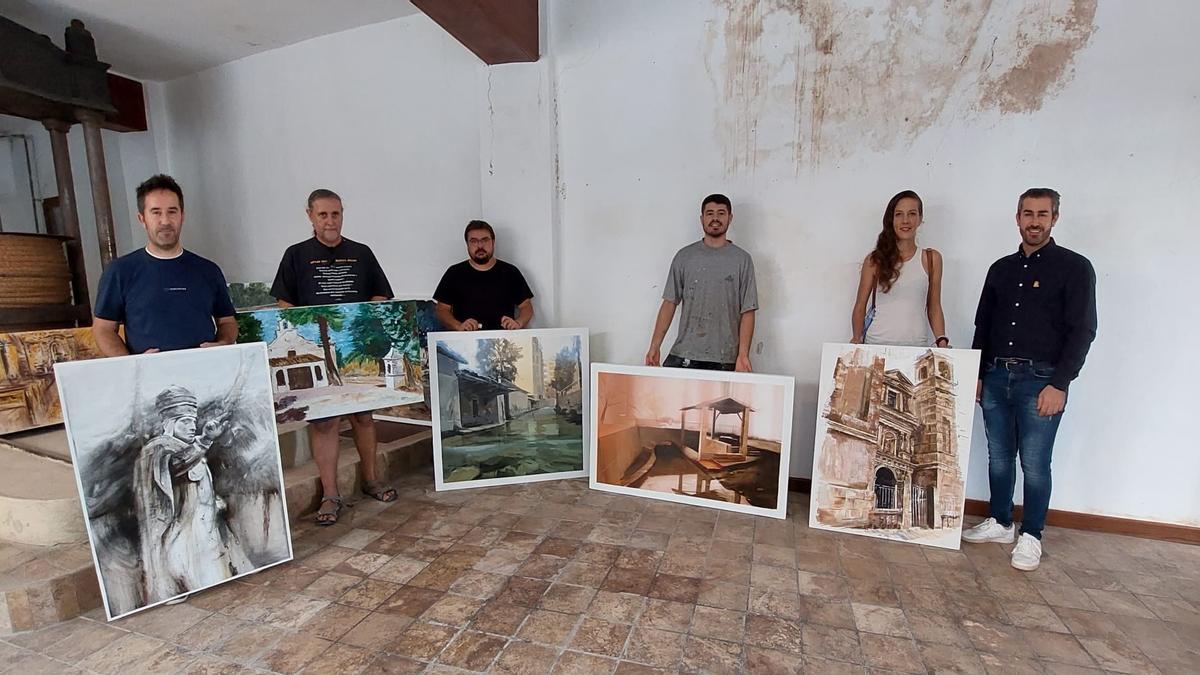 Los cinco galardonados en el concurso de pintura al aire libre de Canals.