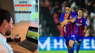 Messi celebra la goleada del Eldense desde la distancia tras su aterrizaje en el club