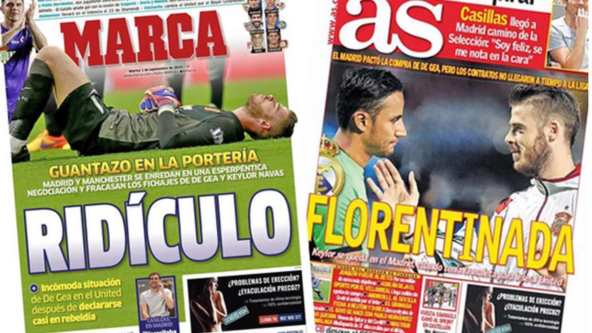 La prensa de Madrid, muy crítica con el tema De Gea