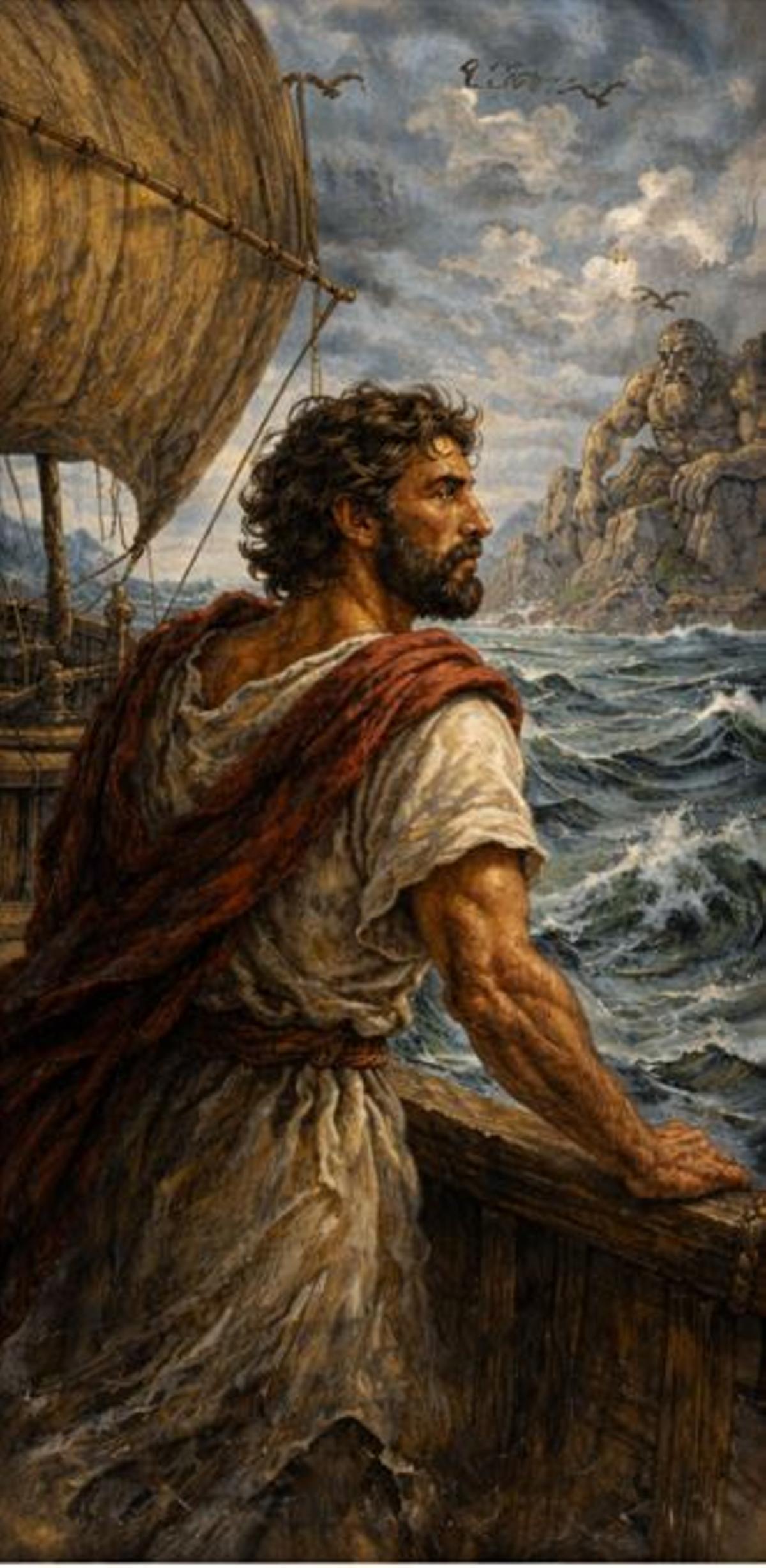 Una imagen de Odiseo, en la epopeya creada por Homero, generada con inteligencia artificial