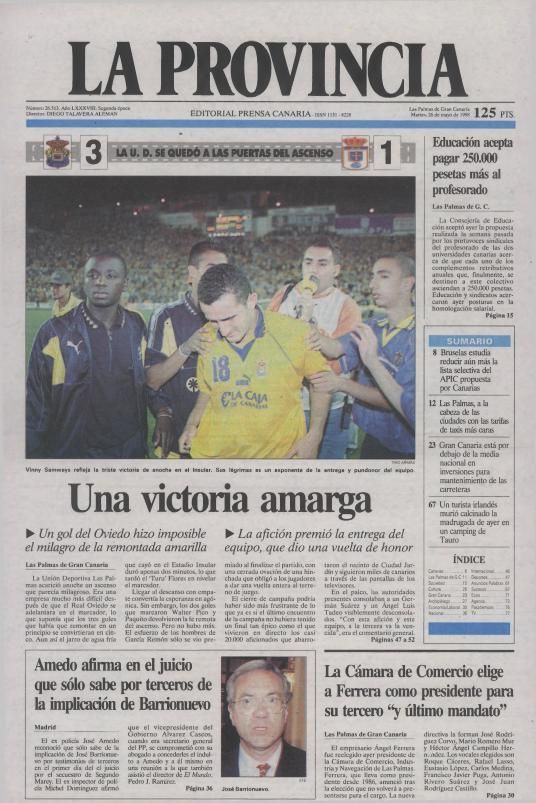 La portada de LA PROVINCIA el 26 de mayo del 98 