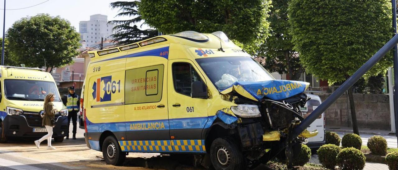 Accidente en Gran Vía de una ambulancia hace poco más de una semana.