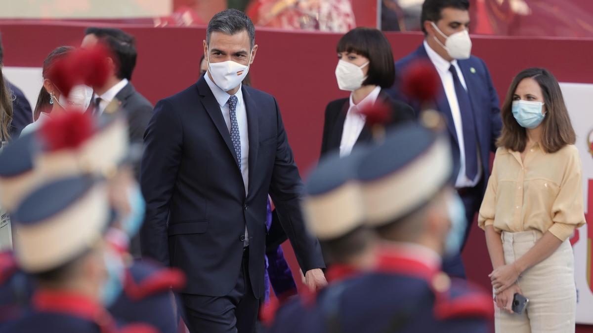 El presidente del Gobierno, Pedro Sánchez, en el desfile del 12 de Octubre.