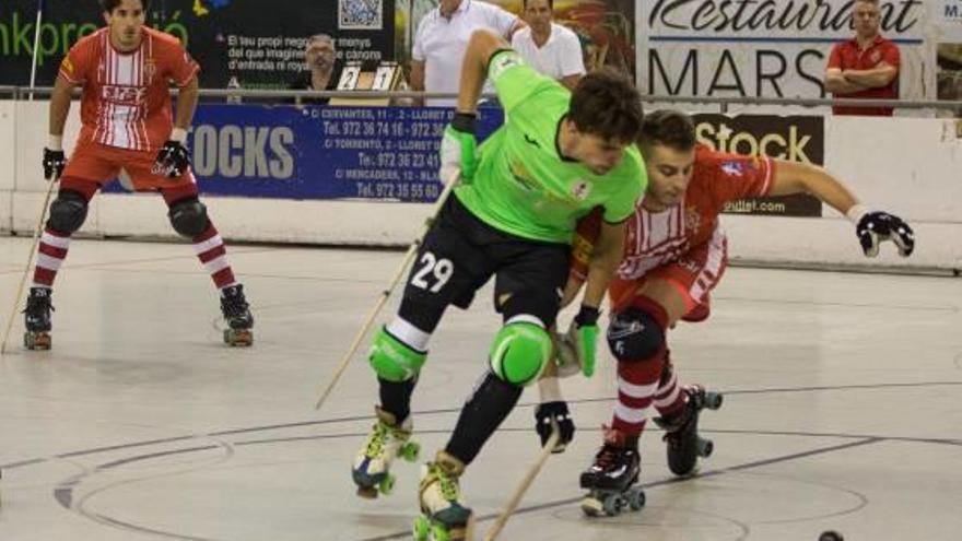 Una acció del partit de Lliga Catalana entre Girona i Lloret d&#039;aquest estiu.