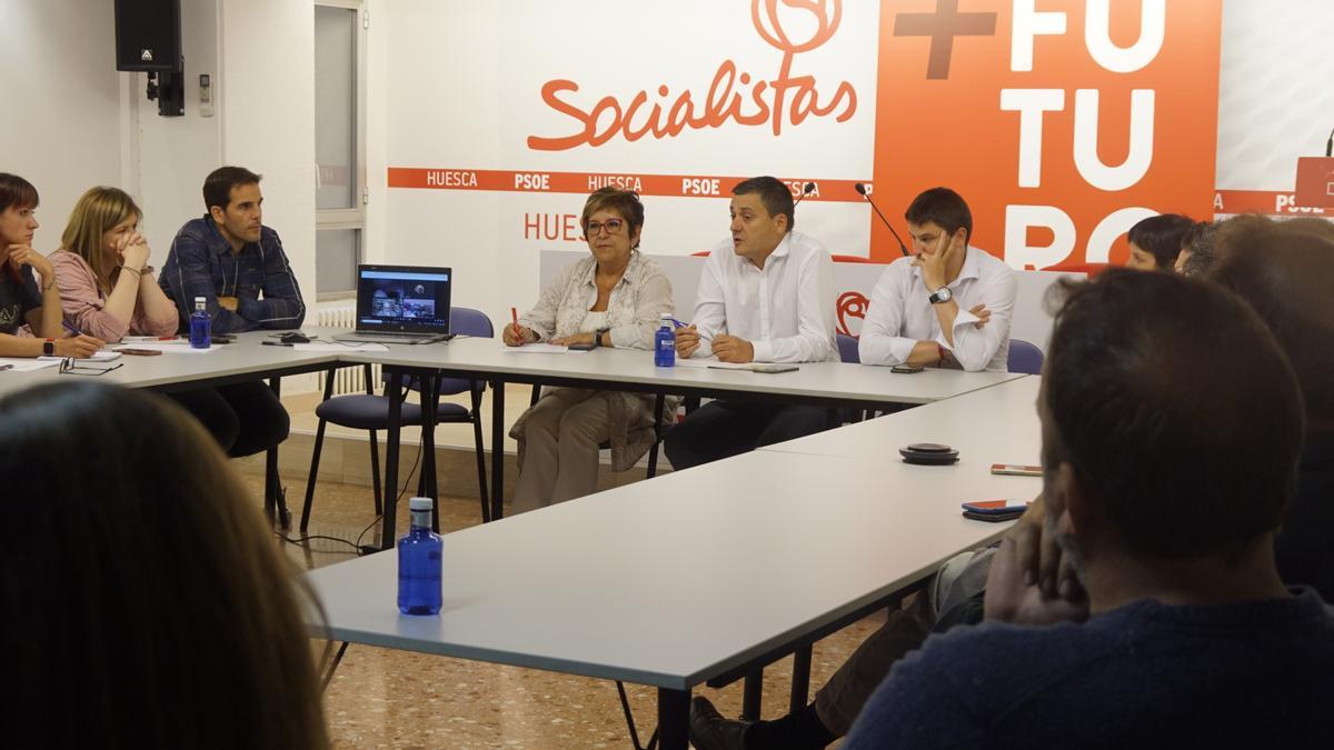 Reunión de la Comisión Ejecutiva Provincial del PSOE del Alto Aragón, este martes por la tarde, en Huesca.