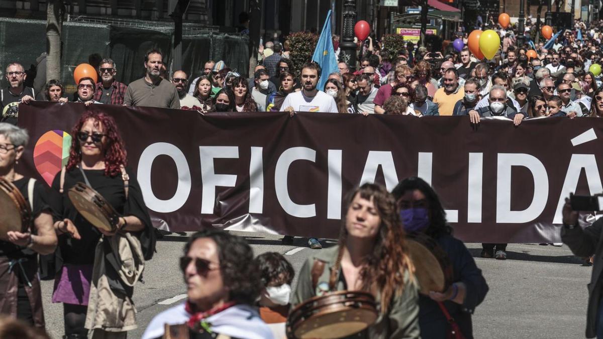 La manifestación a favor de la oficialidad del asturiano en mayo de este año. | IRMA COLLÍN