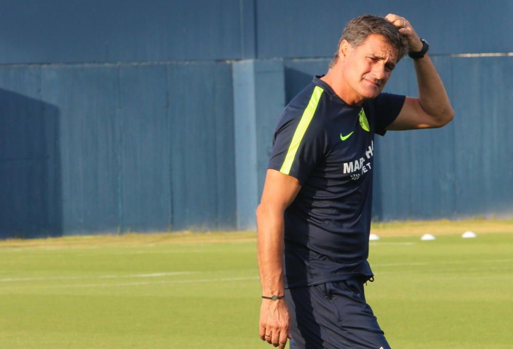 Entrenamiento del Málaga CF tras la derrota en Valencia