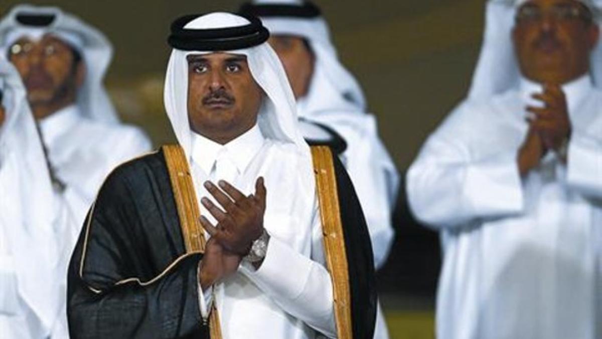 El príncipe catarí Tamim bin Hamad al Zani, en un partido de fútbol en el emirato.