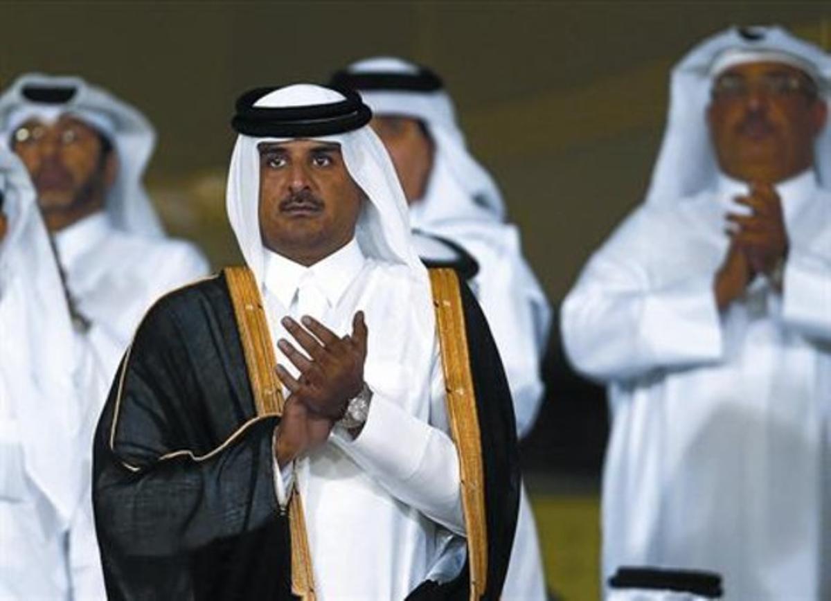 El príncep qatarià Tamim bin Hamad al-Zani, en un partit de futbol a l’emirat.