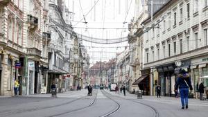 Calles de Graz casi desiertas durante el cuarto confinamiento por el coronavirus en Austria