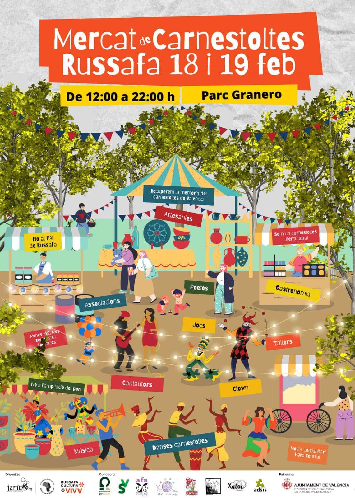 Cartel del Mercado del Carnaval de Russafa 2023.