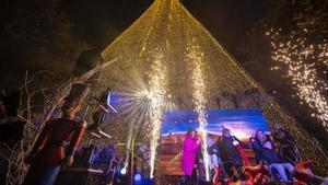 Imagen del árbol de Navidad más alto de España, instalado en la localidad cántabra de Cartes.