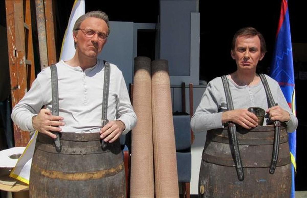 Florentino Pérez (Pep Plaza) i Sandro Rosell (Queco Novell), en una imatge de ’Crackòvia’. Florentino Pérez (Pep Plaza) i Sandro Rosell (Queco Novell), en una imatge de ’Crackòvia’.