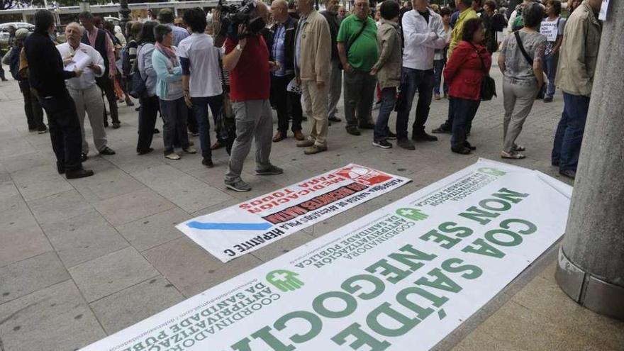 Un momento de la protesta de ayer en A Coruña.