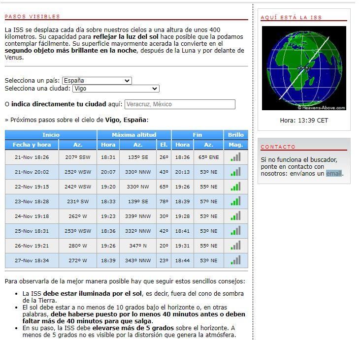 Pasos de la Estación Espacial Internacional por Vigo