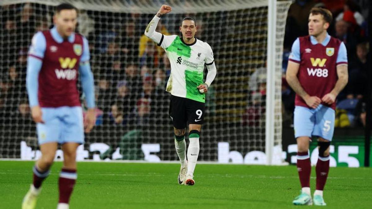 Darwin Núñez, tras anotar el 0-1 del Liverpool en Burnley.