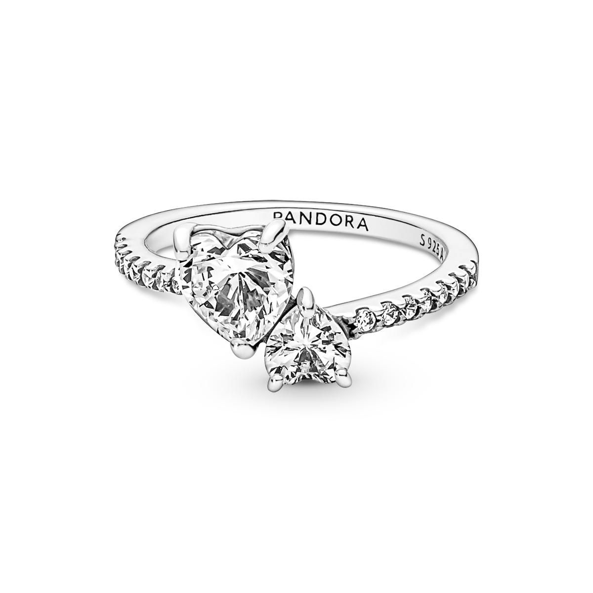 Anillo Doble Corazon Brillante