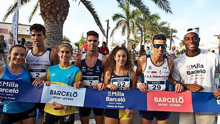 Imagen de los atletas que conformaron los podios masculino y femenino del evento majorero.