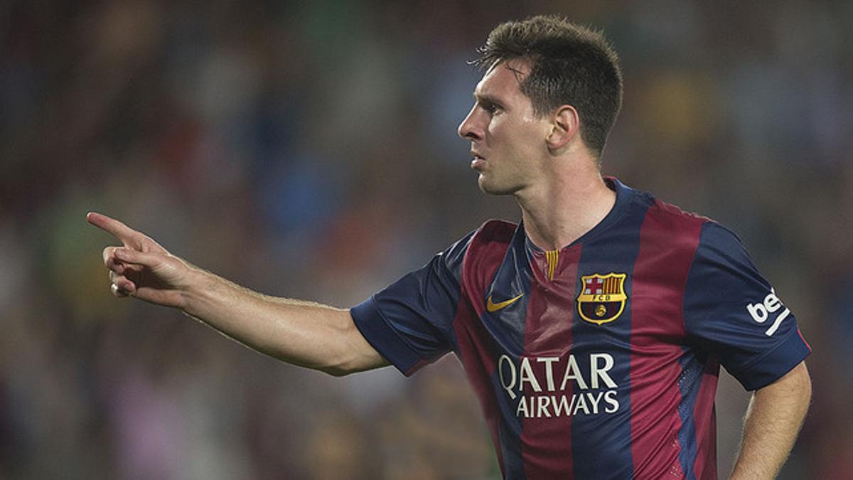 Leo Messi celebra un gol en el Camp Nou, esta temporada