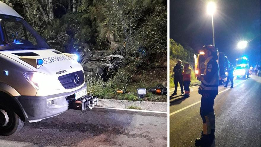 Dos muertos al volcar un coche de madrugada en Degaña: al llegar, los bomberos nada pudieron hacer por su vida