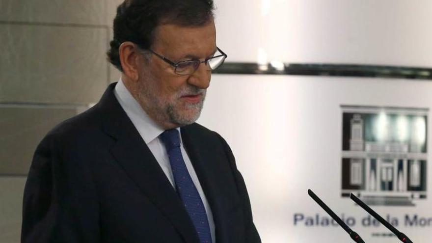 Rajoy, ayer, durante su comparecencia en la Moncloa.