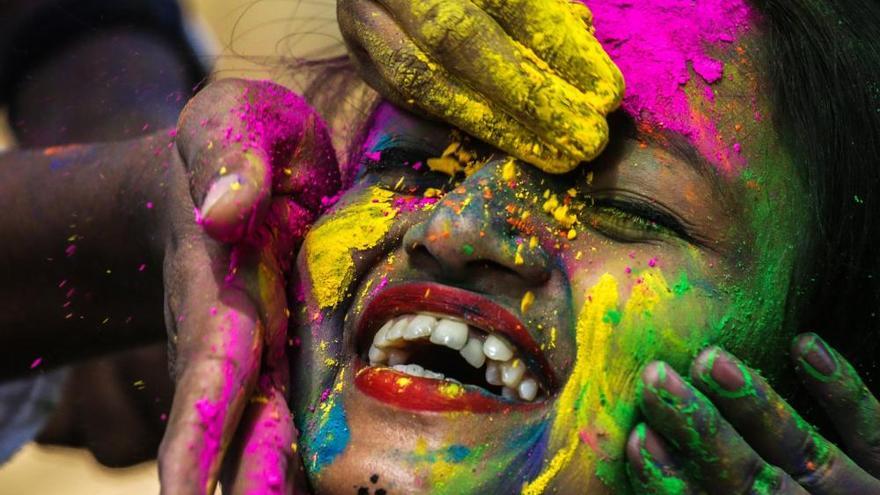 Gulal, polvo de colores para fiesta holi verde