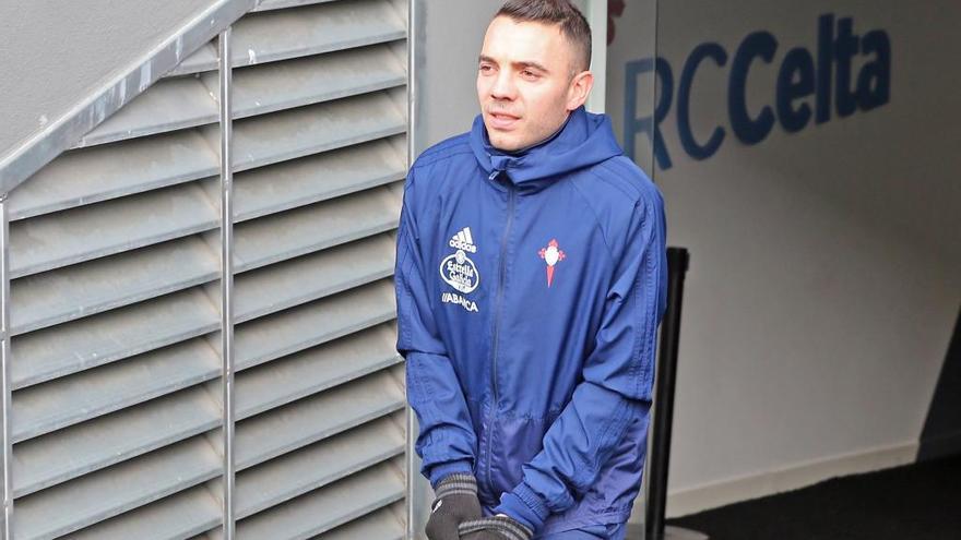 Iago Aspas en un entrenamiento del Celta. // Marta G. Brea