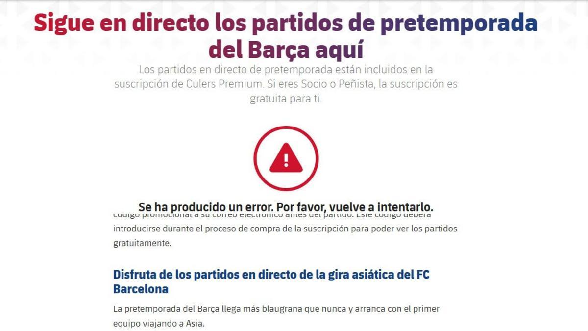 Problemas técnicos con el Barça-Vissel Kobe