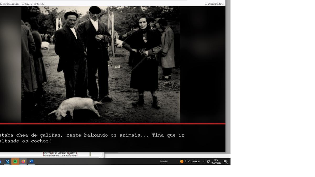 Foto dun mercado na Alameda en Compostela nos anos 60 que aparece na novela visual.